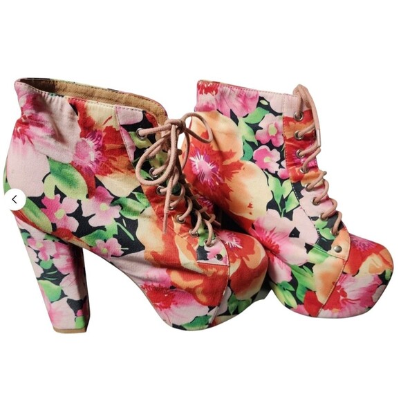 Jeffery Campbell Lita-Fab Flower Platform Booties Size 6.5 - Picture 2 of 11
